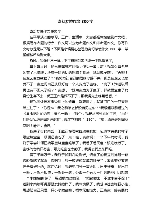 奇幻梦境作文800字