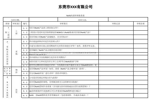 ROHS公司内部审核检查表