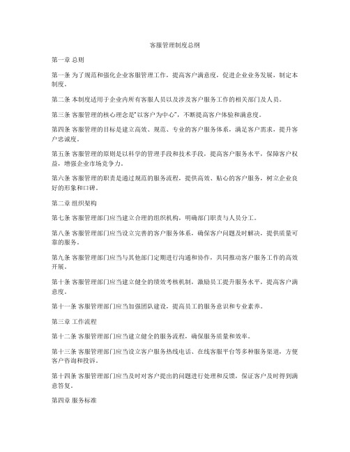 客服管理制度总纲