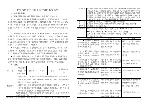 化学人教版高中必修2化学反应速率和限度第一课时教学案例