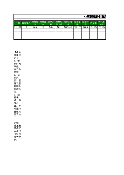 客服日报表