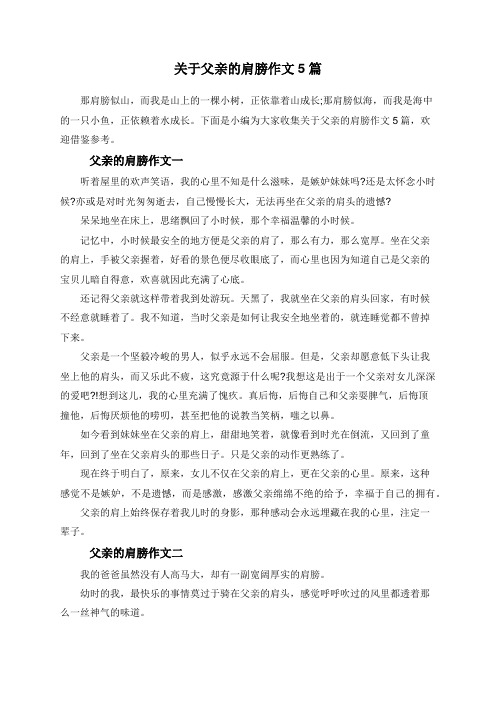 关于父亲的肩膀作文5篇