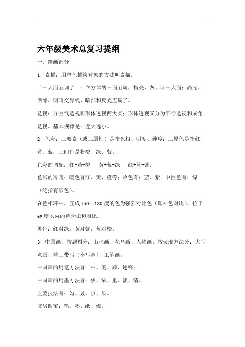 六年级美术总复习提纲.doc