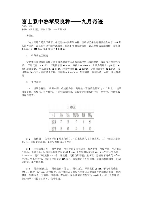 富士系中熟苹果良种——九月奇迹