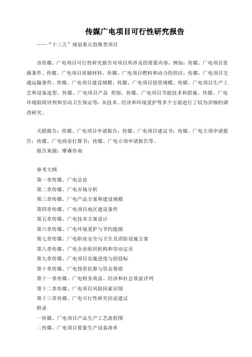 传媒广电项目可行性研究报告