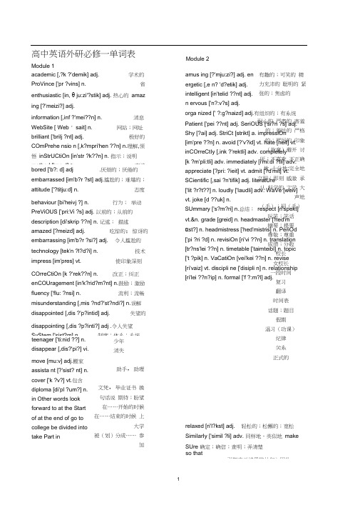 外研版高中英语必修1—5单词表-最全单词表!!.docx
