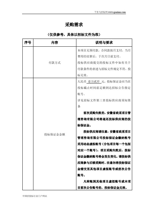 食堂主副食品供应商采购招投标书范本