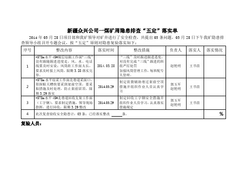 隐患排查5定落实单