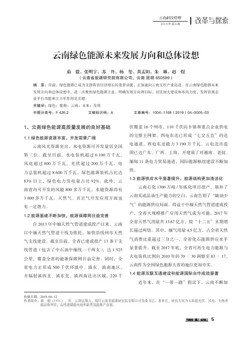 云南绿色能源未来发展方向和总体设想