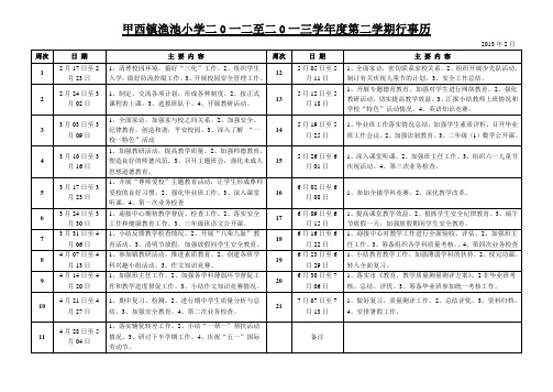 甲西镇渔池小学二0一一至二0一二学年度第二学期行事历