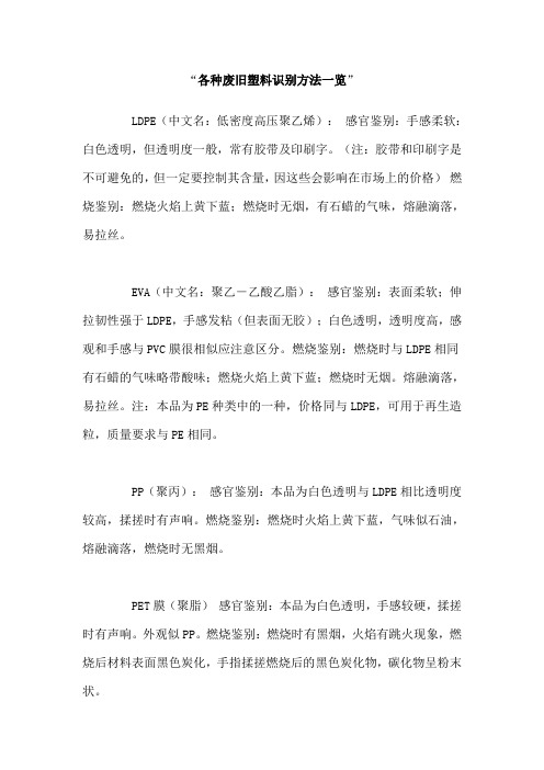 塑料识别辨别