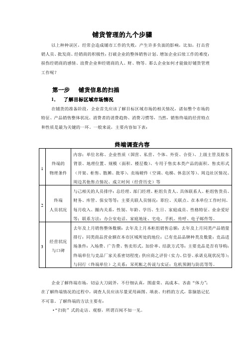 铺货管理的九个步骤