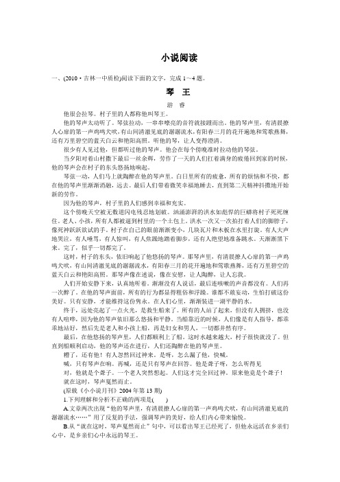 小说阅读专题训练