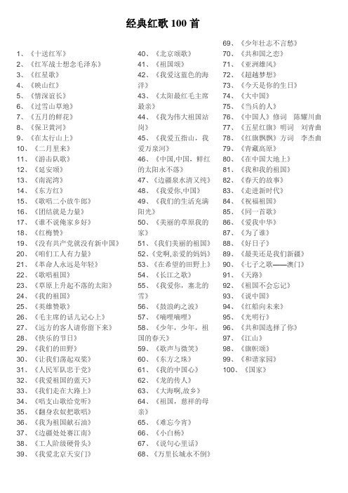 经典红歌100首