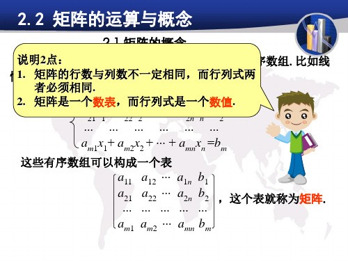 线性代数：2.2 矩阵的运算与概念