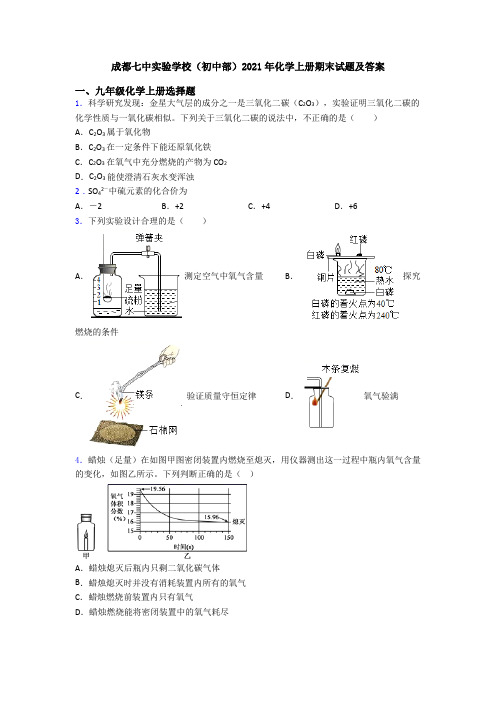 成都七中实验学校(初中部)2021年化学初三化学上册期末试题及答案