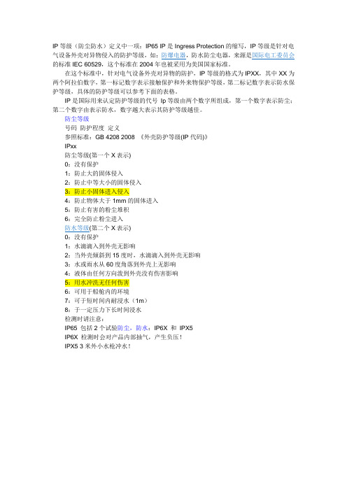 IP等级(防尘防水)