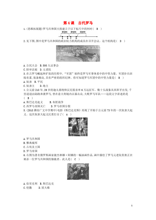 九年级历史上册《第一单元 古代世界》第4课 古代罗马课后练习 中华书局版