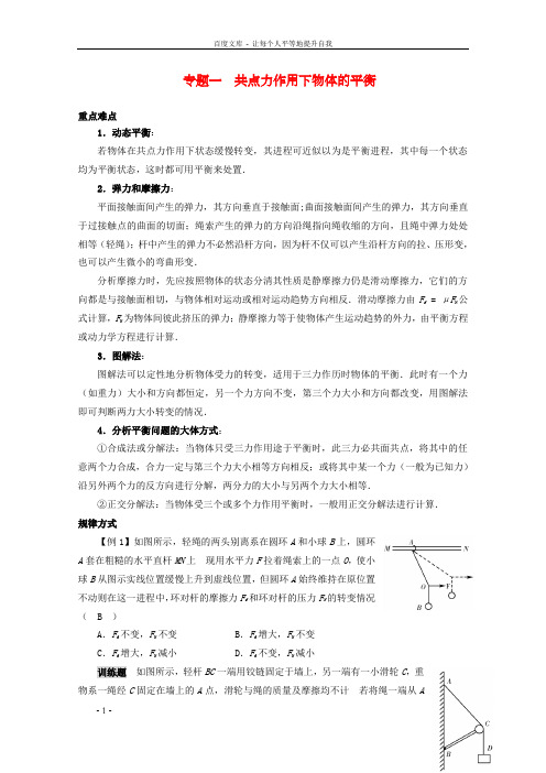 高考物理重点难点例析专题1共点力作用下物体的平衡