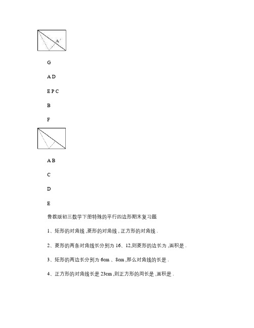 鲁教版初三数学下册特殊的平行四边形期末复习题.
