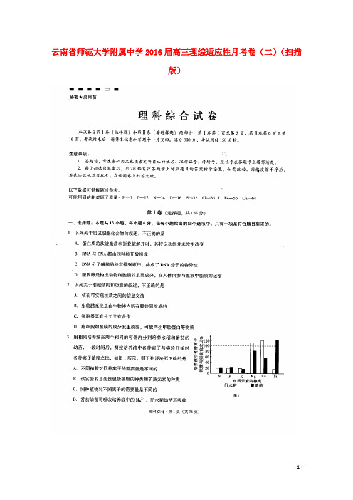 云南省师范大学附属中学高三理综适应性月考卷(二)(扫描版)
