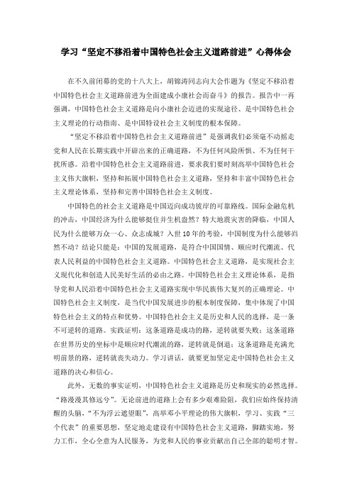 学习“坚定不移沿着中国特色社会主义道路前进”心得体会