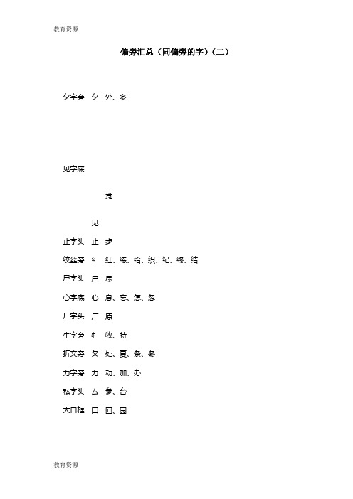 【教育资料】一年级下册语文期末归类复习资料偏旁汇总二│苏教版学习专用