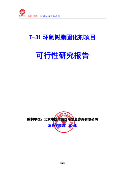 T-31环氧树脂固化剂项目可行性研究报告编制格式说明(模板型word)