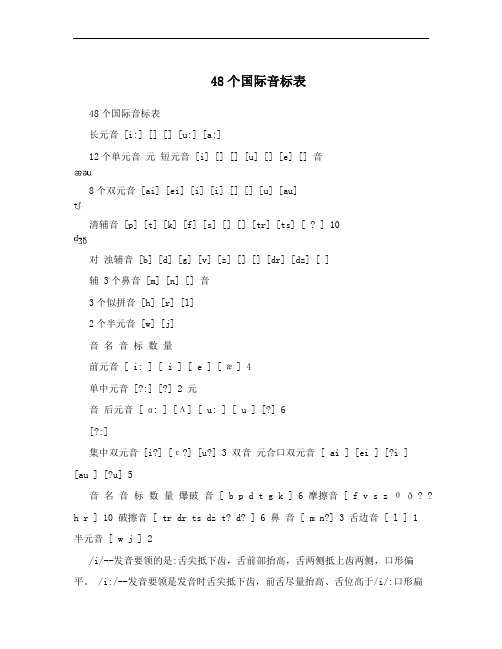48个国际音标表