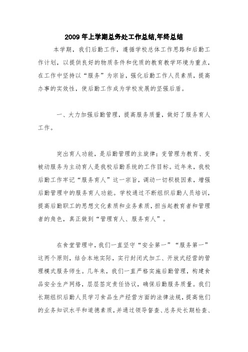 2009年上学期总务处工作总结,年终总结【精品范文】