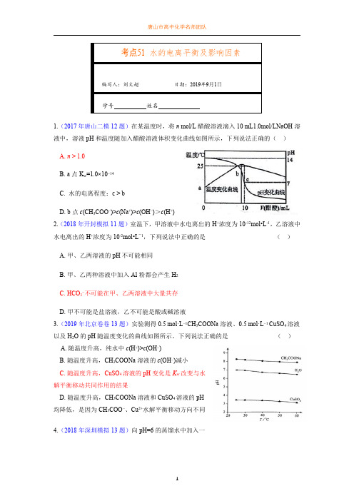51-水的电离平衡及影响因素