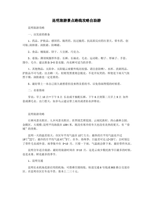 昆明旅游景点路线攻略自助游