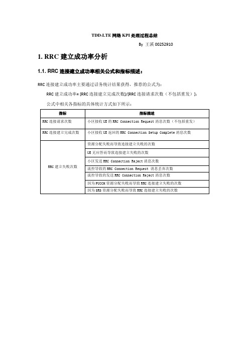 TDD-LTE网络KPI处理总结