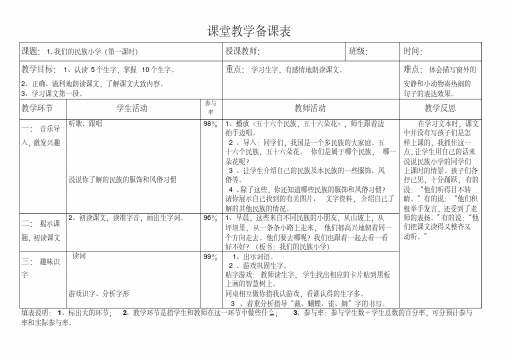 部编人教版小学三年级上册语文全册表格式教案