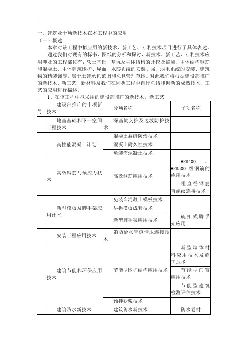 建筑业十项新技术在本工程中的应用