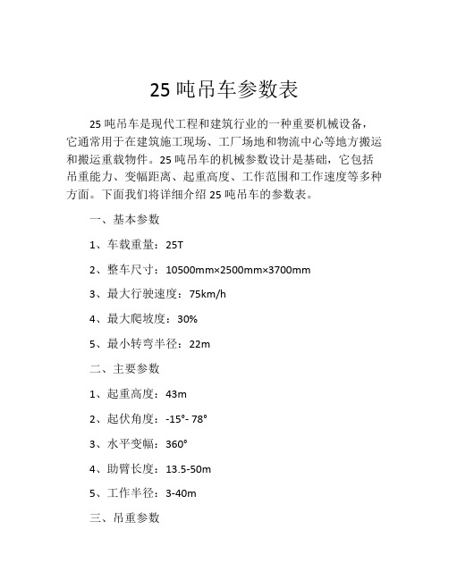 25吨吊车参数表