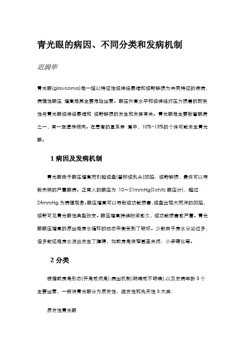 青光眼的病因、不同分类和发病机制-迟润华著