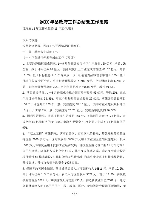 2019年县政府工作总结暨工作思路