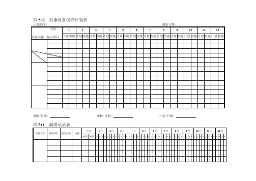 四F01机器设备保养计划表