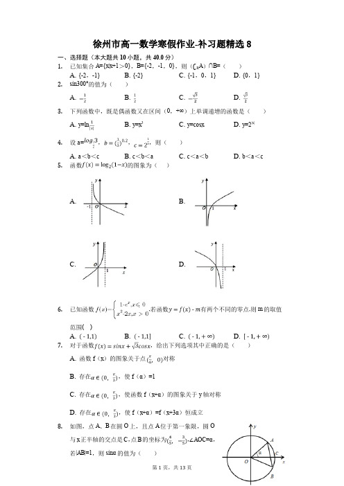 徐州市高一数学寒假作业-补习题精选(含答案) (8)