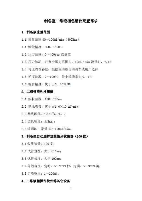 制备型二维液相色谱仪配置需求
