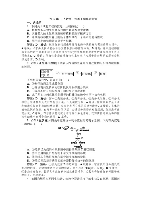 人教版  细胞工程单元测试