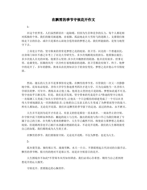 在飘雪的季节守候花开作文