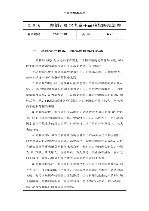 衡水老白干品牌战略规划案