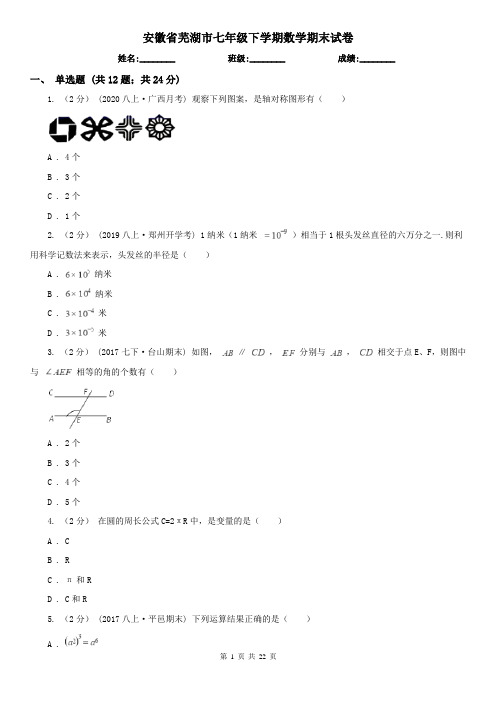 安徽省芜湖市七年级下学期数学期末试卷