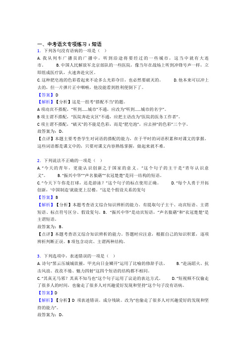 新部编中考 语文期末专题复习 短语训练及解析