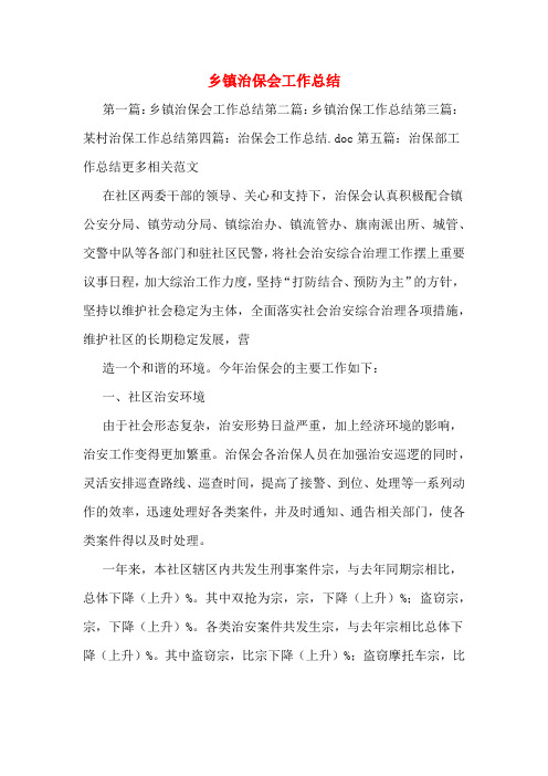 乡镇治保会工作总结