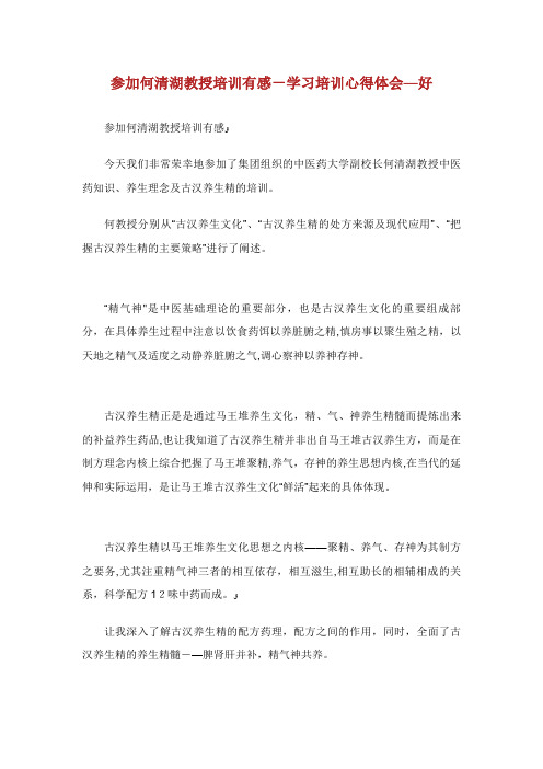 参加何清湖教授培训有感学习培训心得体会