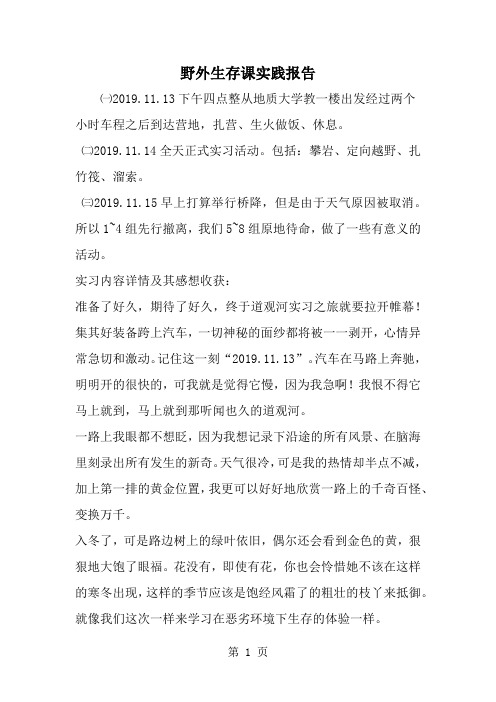 野外生存课实践报告-5页文档资料