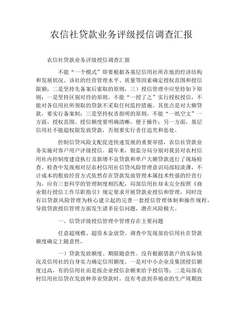 农信社贷款业务评级授信调查汇报